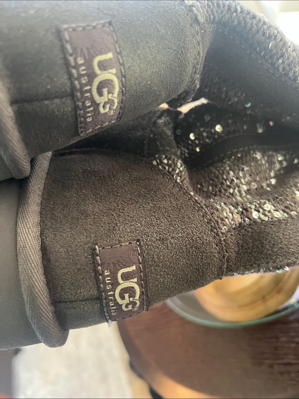 1 hour sale. NWOT. UGG, size 7, Gray Suede Camaya Boots w/ Sparkle, Knit Mid-Cal - Picture 9 of 9